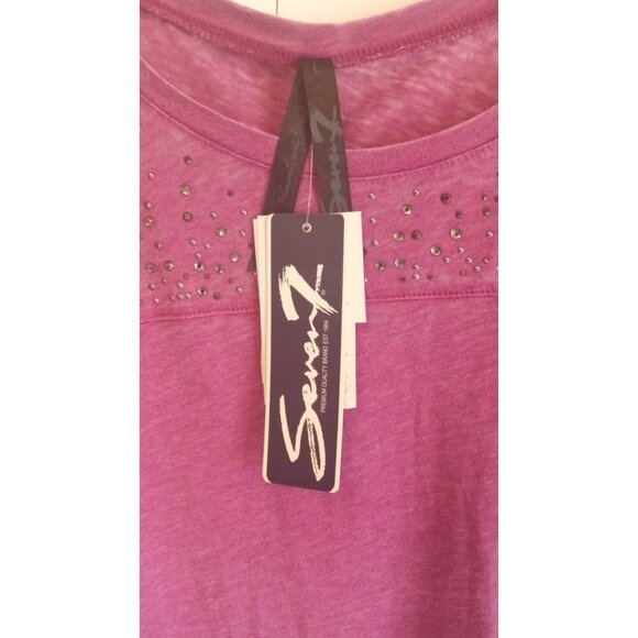 NWT Seven dark purple fuchsia rhinestone long sleeve top - Picture 4 of 7